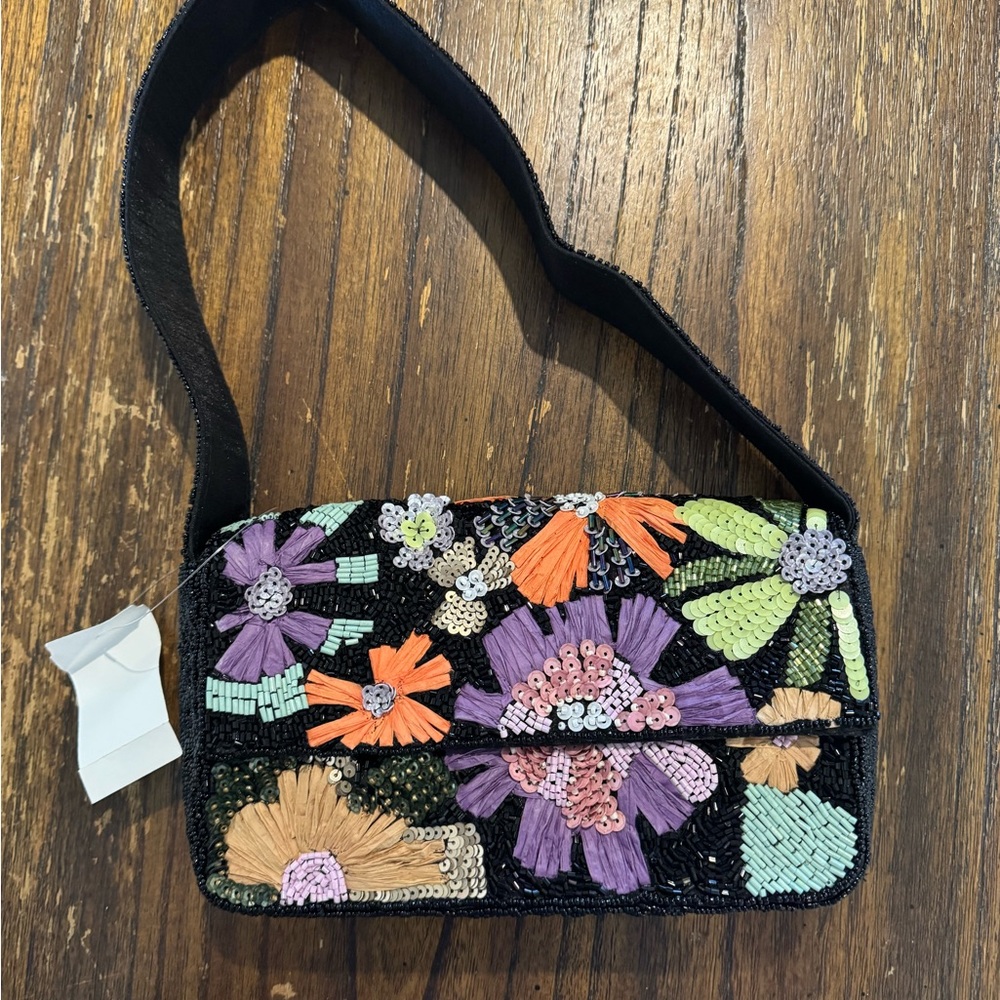 Floral Sequin Crossbody Bag
